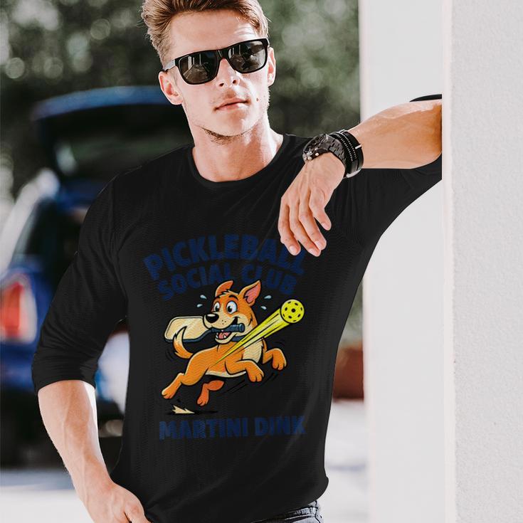 ピックルボール ソーシャル クラブ マティーニ ディンク 漫画 犬 長袖Tシャツ 彼への贈り物
