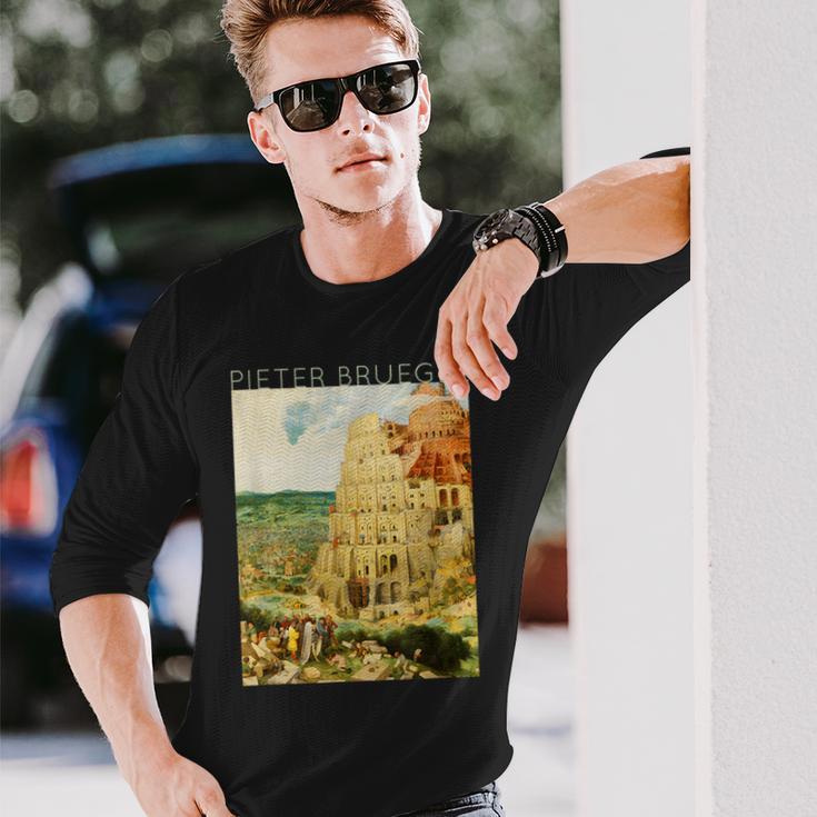 ピーテル・ブリューゲル 長老 バベルの大塔 長袖Tシャツ 彼への贈り物