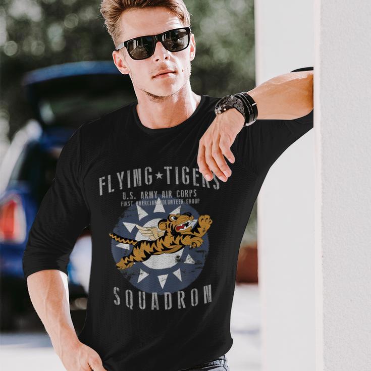 フライングタイガース飛行隊 第二次世界大戦 記章 ヴィンテージ Ww2 航空隊 長袖Tシャツ 彼への贈り物