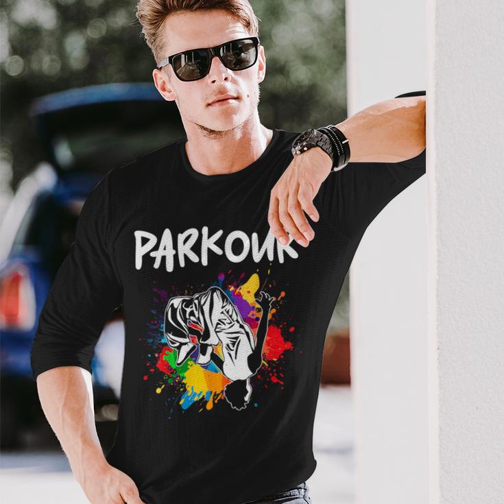 フリーランニング、ストリートワークアウト、フリースタイル、アクロバット、パルクール 長袖Tシャツ 彼への贈り物