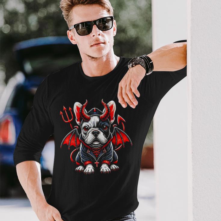 フレンチブルドッグ 悪魔 ハロウィン 鬼 コスチューム 地獄 サタン 長袖Tシャツ 彼への贈り物
