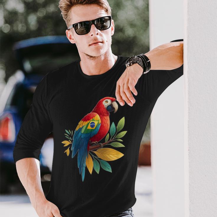 ブラジルの動物愛好家のための素敵なオウムの鳥のコスチューム 長袖Tシャツ 彼への贈り物