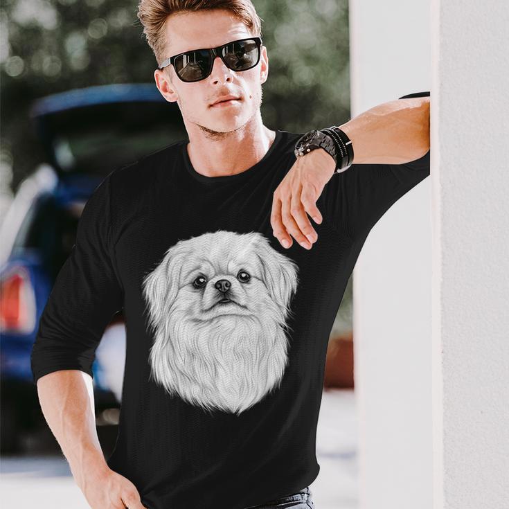 ペキニーズドッググラフィックペットアートペキニーズ。 長袖Tシャツ 彼への贈り物