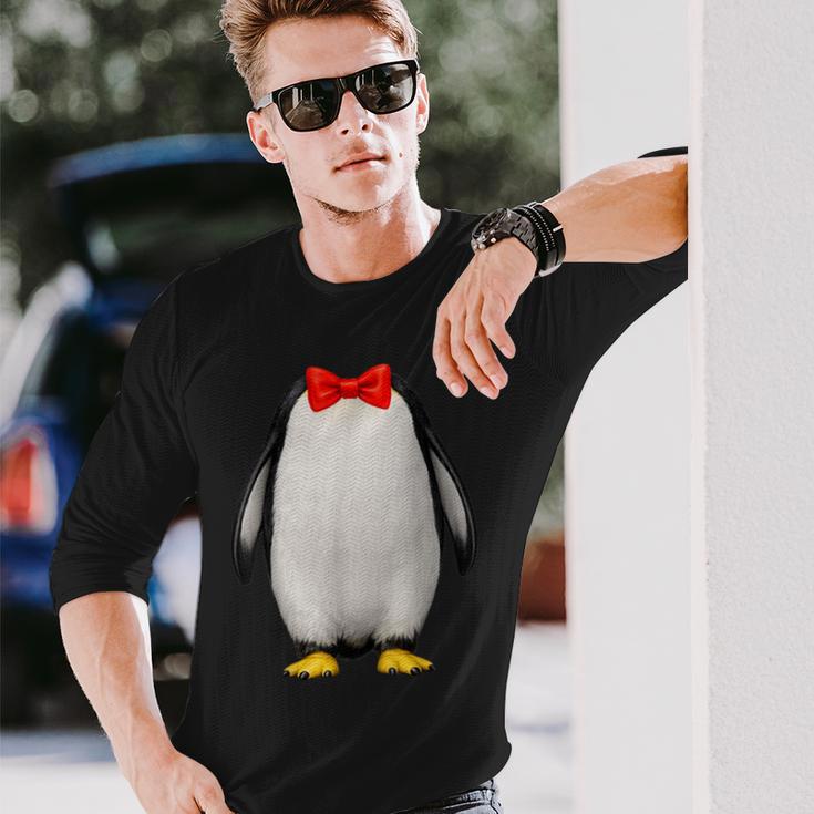 ペンギン コスチューム かわいい 蝶ネクタイ おもしろい 動物 ハロウィン 男性 子供 長袖Tシャツ 彼への贈り物