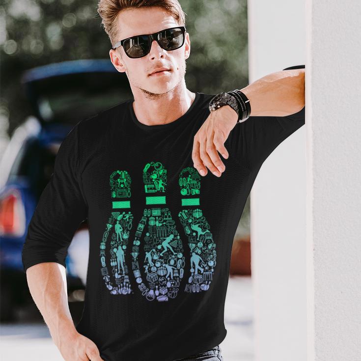 ボウリングピンtシャツ ボウラー用 長袖Tシャツ 彼への贈り物