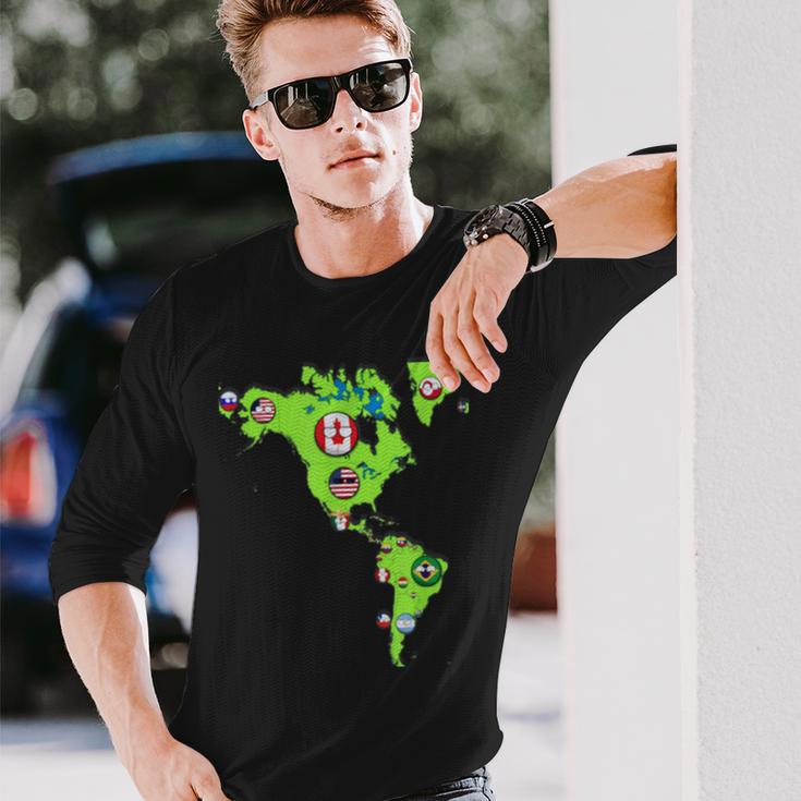 ポーランドボール北米と南米大陸 長袖Tシャツ 彼への贈り物