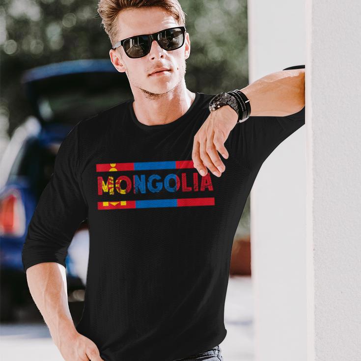 モンゴルのルーツ モンゴル国旗 モンゴルの誇り モンゴル 長袖Tシャツ 彼への贈り物