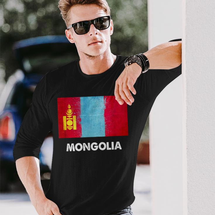 モンゴル国旗tシャツ 長袖Tシャツ 彼への贈り物