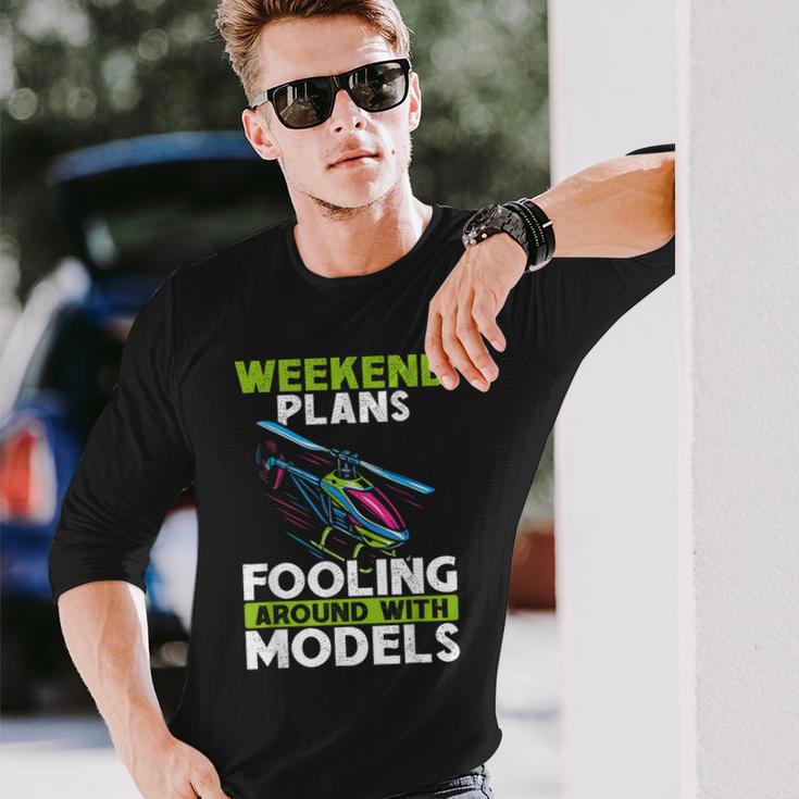 ラジコン ヘリコプター ラジコン パイロット グラフィックデザイン ホビーパイロット用 長袖Tシャツ 彼への贈り物