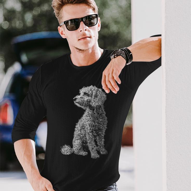 ラブラドゥードル モチーフ ペット イラスト 犬 ラブラドゥードル 長袖Tシャツ 彼への贈り物