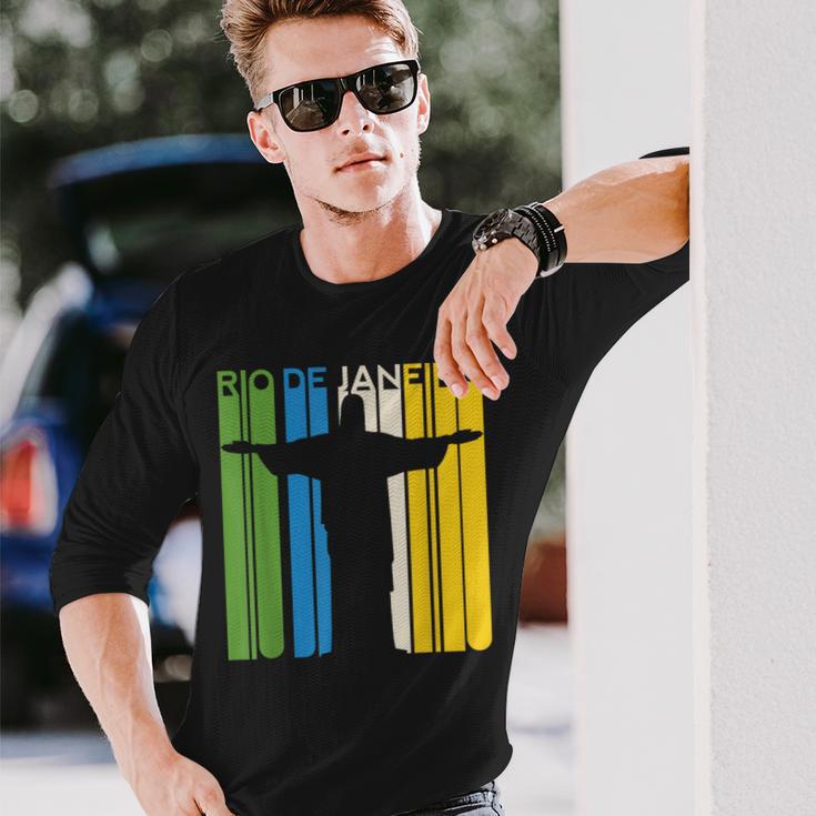 リオデジャネイロ ブラジル レトロ ビーチ ブラジルの像 サンパウロ 長袖Tシャツ 彼への贈り物