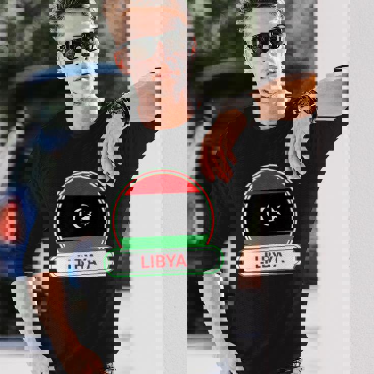 リビア国バッジ リビア国旗 長袖Tシャツ 彼への贈り物