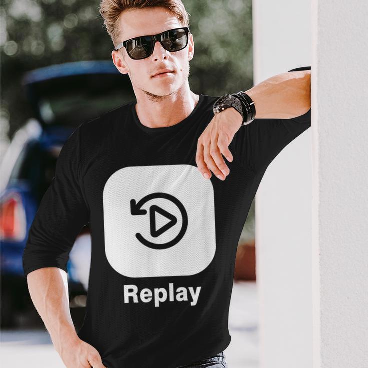 リプレイボタン 長袖Tシャツ 彼への贈り物