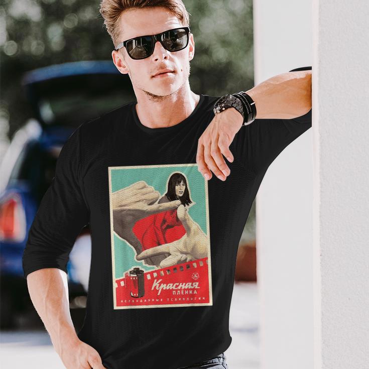 レッドカメラフィルムポスター 本物のソビエトアート 長袖Tシャツ 彼への贈り物