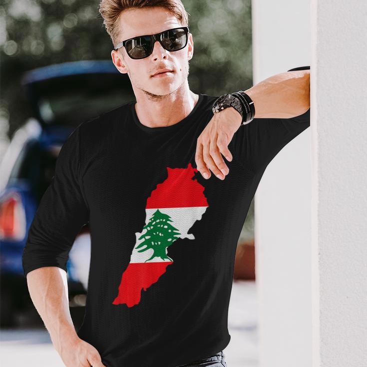 レバノン国旗 地図 ベイルート 杉の木 レバノン ヘリテージデザイン 長袖Tシャツ 彼への贈り物