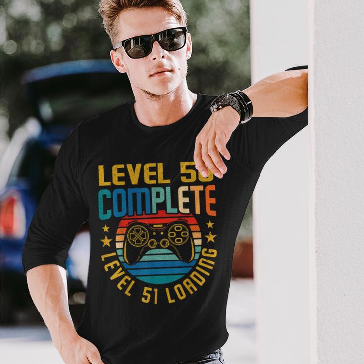 レベル50 コンプリートレベル51 ローディング 50歳の誕生日 ビデオゲーマー 長袖Tシャツ 彼への贈り物
