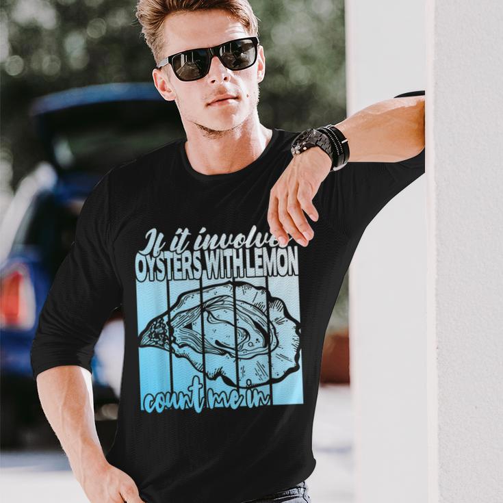 レモンと牡蠣がいる場合 面白い牡蠣。 長袖Tシャツ 彼への贈り物