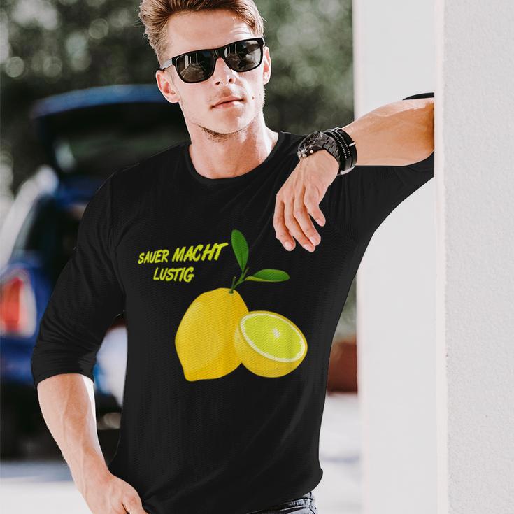 レモンセリフ、サワーメイク 面白いフルーツレモンギフト 長袖Tシャツ 彼への贈り物