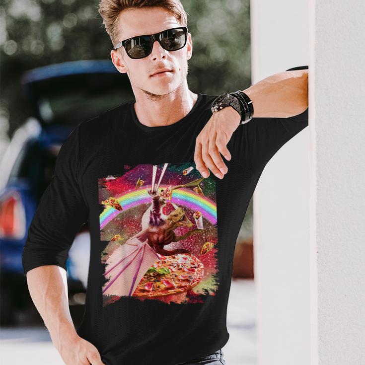 レーザーアイズ 宇宙 猫 ライディング ドラゴン 長袖Tシャツ 彼への贈り物
