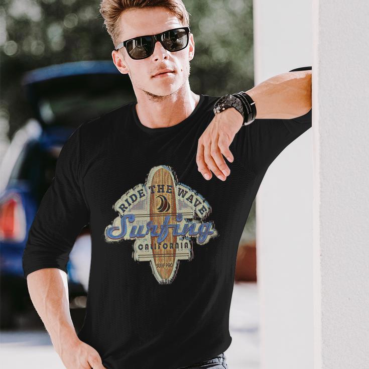 ロングボードサーフボードサーフィンサーファーレトロヴィンテージカリフォルニアusa 長袖tシャツ 長袖Tシャツ 彼への贈り物