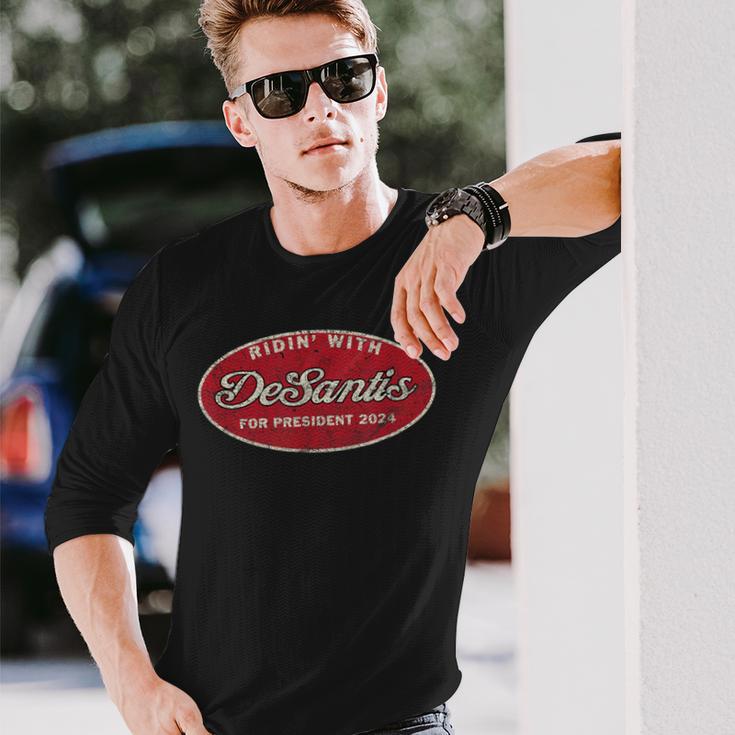 ロン・デサンティスと一緒に乗るバイカーズ 2024年プレジデント 長袖Tシャツ 彼への贈り物