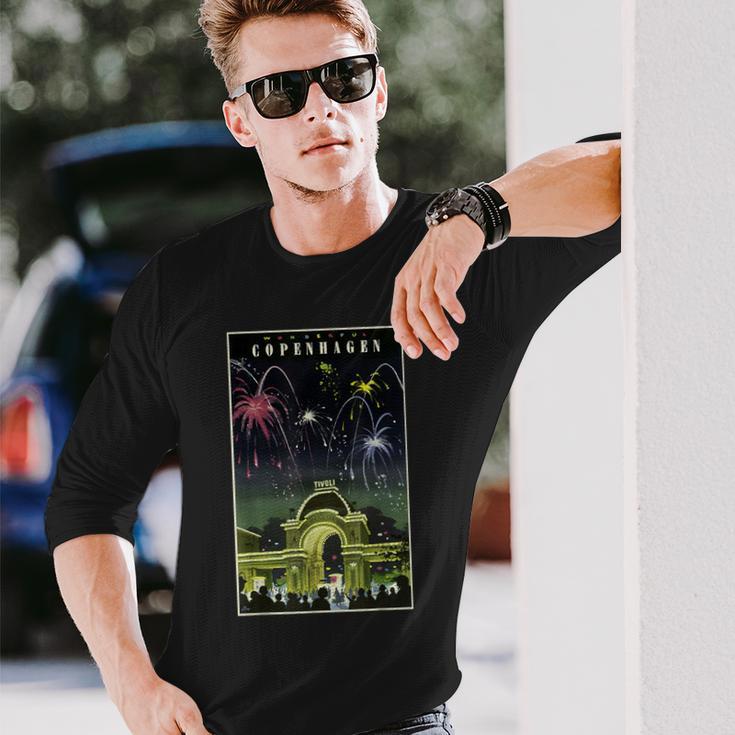 ワンダフル コペンハーゲン チボリ ポスター プリント 長袖Tシャツ 彼への贈り物