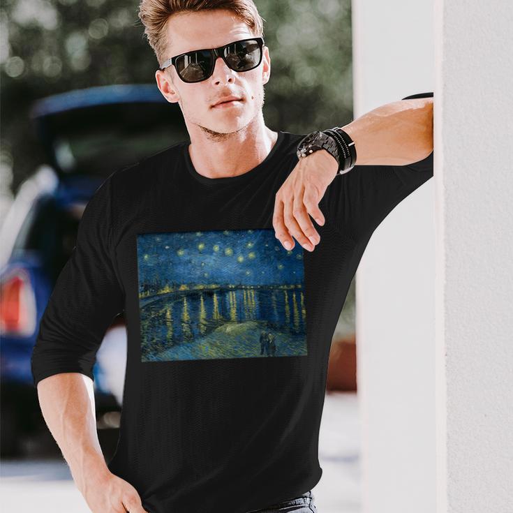 ヴィンセント・ファン・ゴッホによるローヌの星月夜 長袖tシャツ 長袖Tシャツ 彼への贈り物