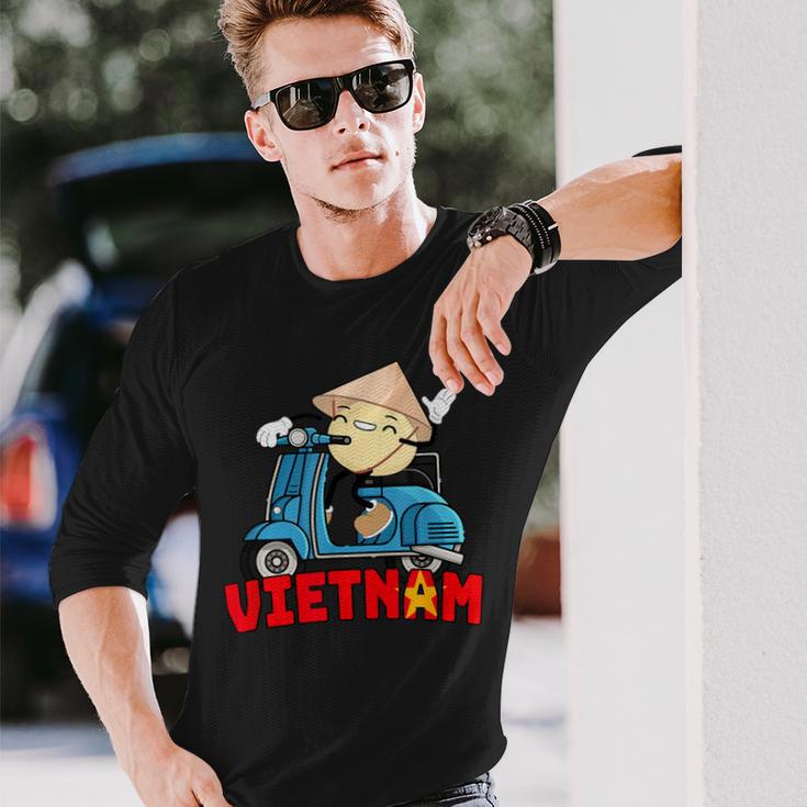 ヴィンテージ かわいい ベトナム バン バオ スクーター バイク 面白い食べ物 長袖Tシャツ 彼への贈り物