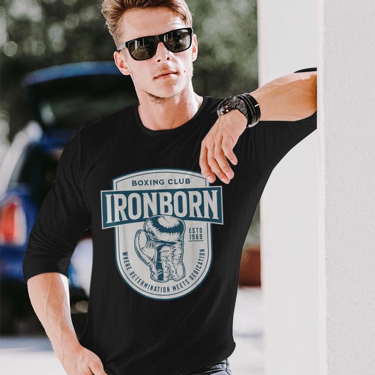 ヴィンテージ ボクシング 好き 鉄製 生まれ クイックハンド レトロ オールドスクール 長袖Tシャツ 彼への贈り物