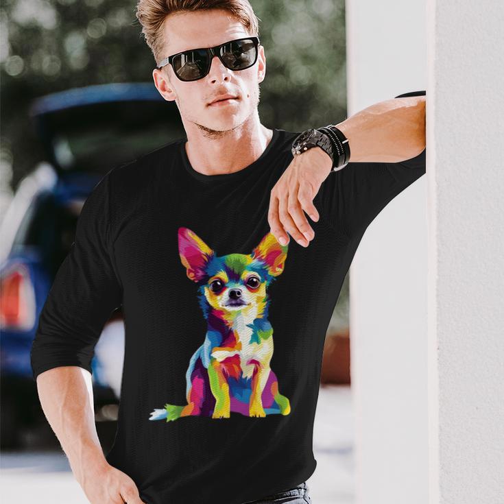 ヴィンテージ レトロ チワワ 犬 かわいい グルービー 犬 長袖tシャツ 長袖Tシャツ 彼への贈り物