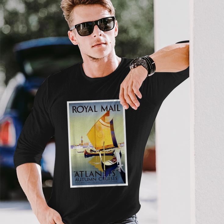 ヴィンテージ ヴェニス ヨット 運河 長袖Tシャツ 彼への贈り物
