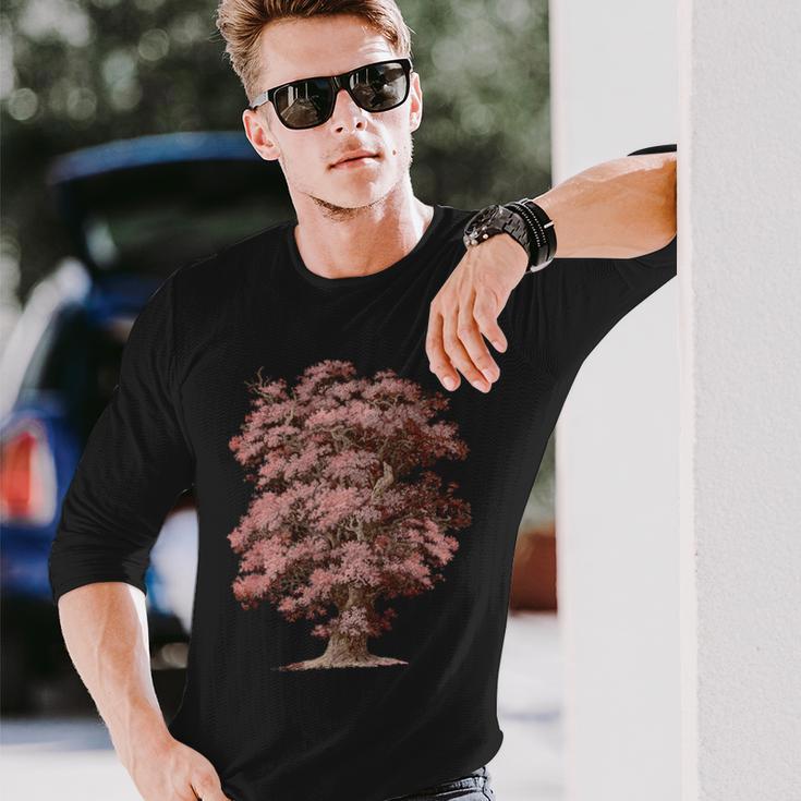 ヴィンテージ 自然 樫の木。木 ナチュラル オーク 木 森の男 長袖Tシャツ 彼への贈り物