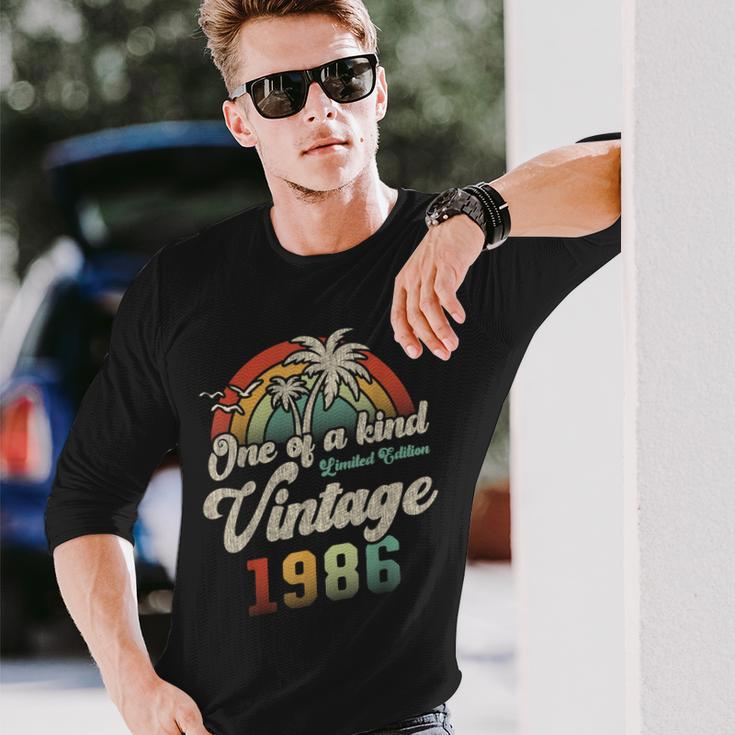ヴィンテージ1986バースデー40年パームツリー 長袖Tシャツ 彼への贈り物