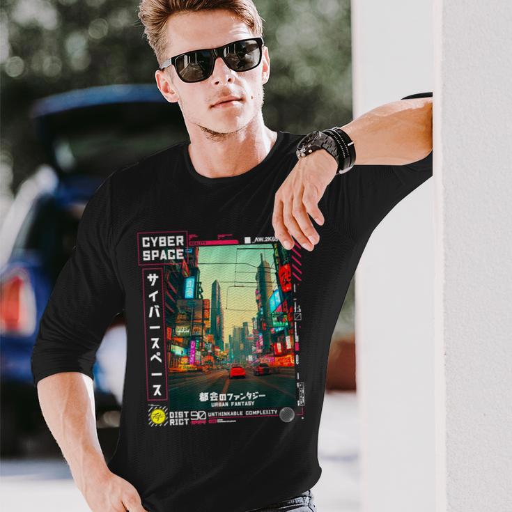 ヴェイパーウェイブ サイバーパンク ストリートウェア 日本のレトロバイブ 90年代 長袖Tシャツ 彼への贈り物