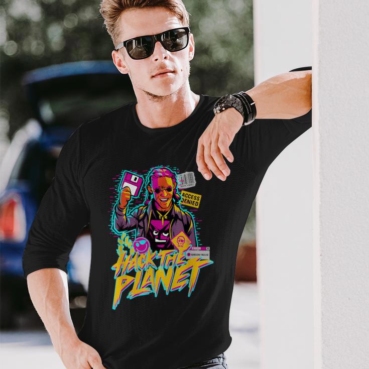 ヴェイパーウェーブ・ハック・ザ・プラネット 長袖Tシャツ 彼への贈り物