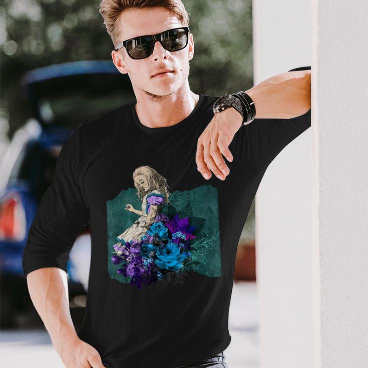 不思議の国のアリス グランジ パープルティール スチームパンク 長袖Tシャツ 彼への贈り物