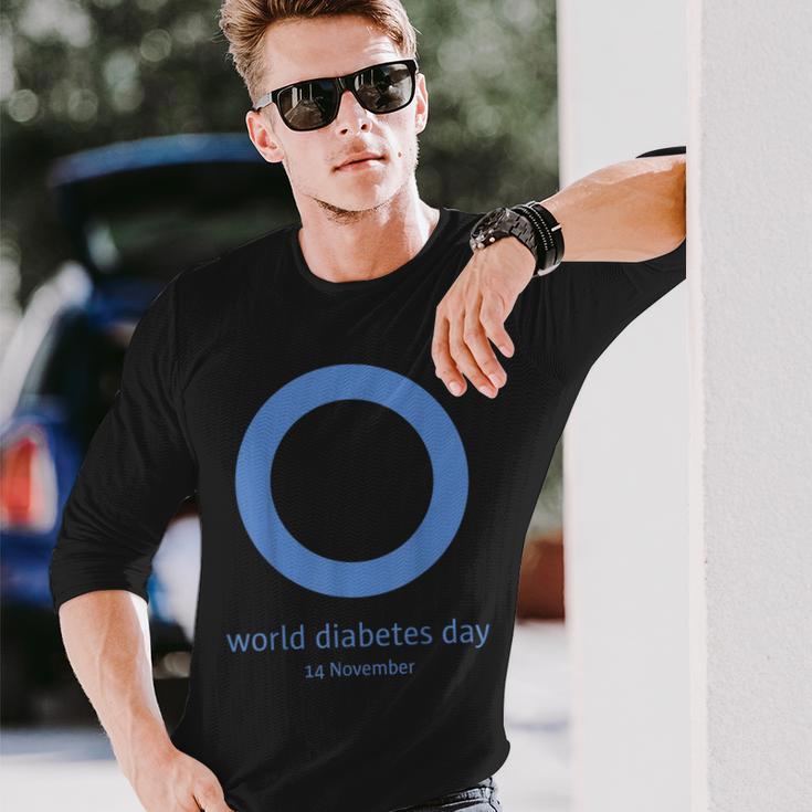 世界糖尿病デー 糖尿病の啓発 長袖Tシャツ 彼への贈り物