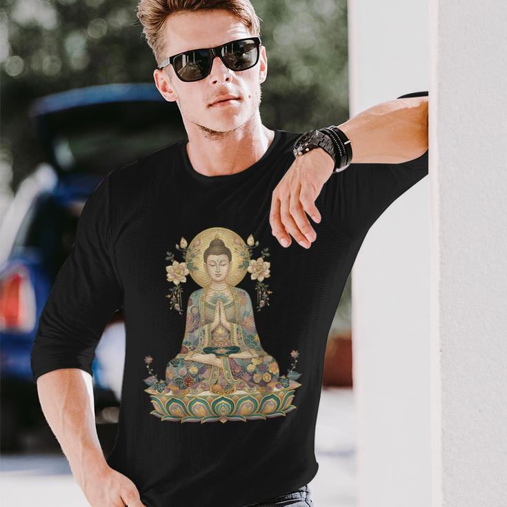 仏像 ヨガ 仏教 禅 瞑想 長袖Tシャツ 彼への贈り物