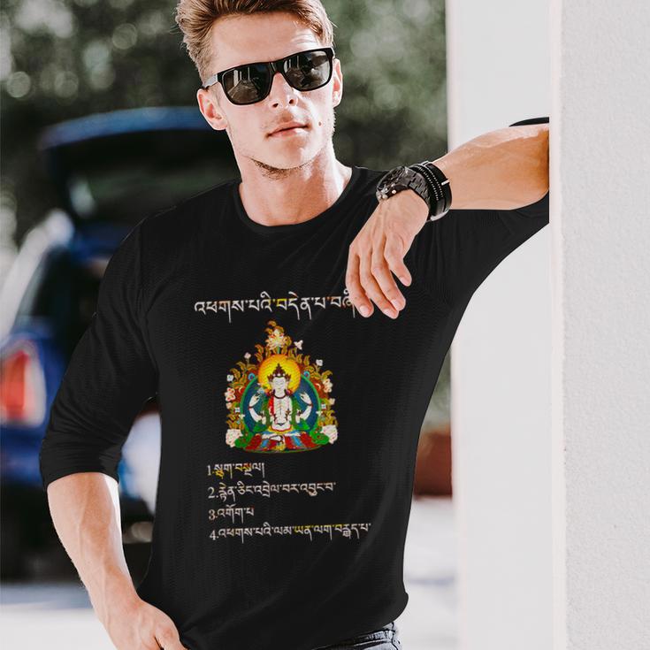 仏教 4高貴な真実 チベット語 長袖Tシャツ 彼への贈り物
