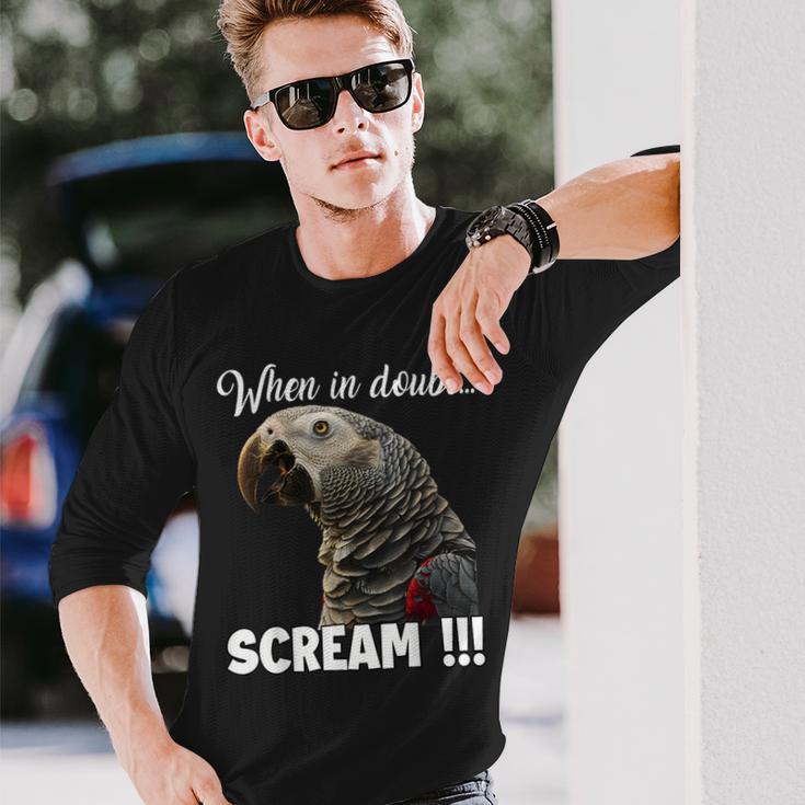 叫ぶアフリカヨウム T、面白いオウム 長袖Tシャツ 彼への贈り物