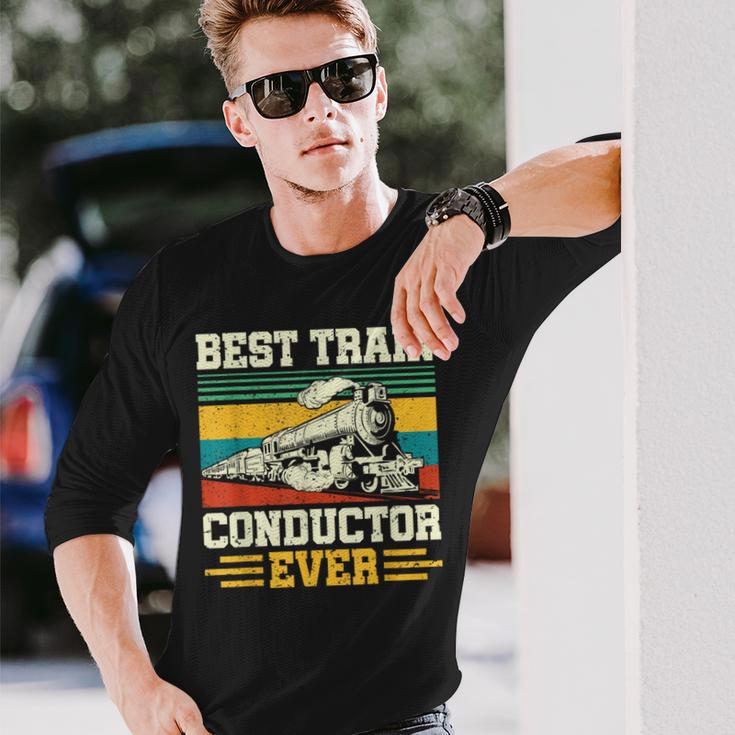 史上最高の電車の車掌 Conductor Railroad 長袖Tシャツ 彼への贈り物