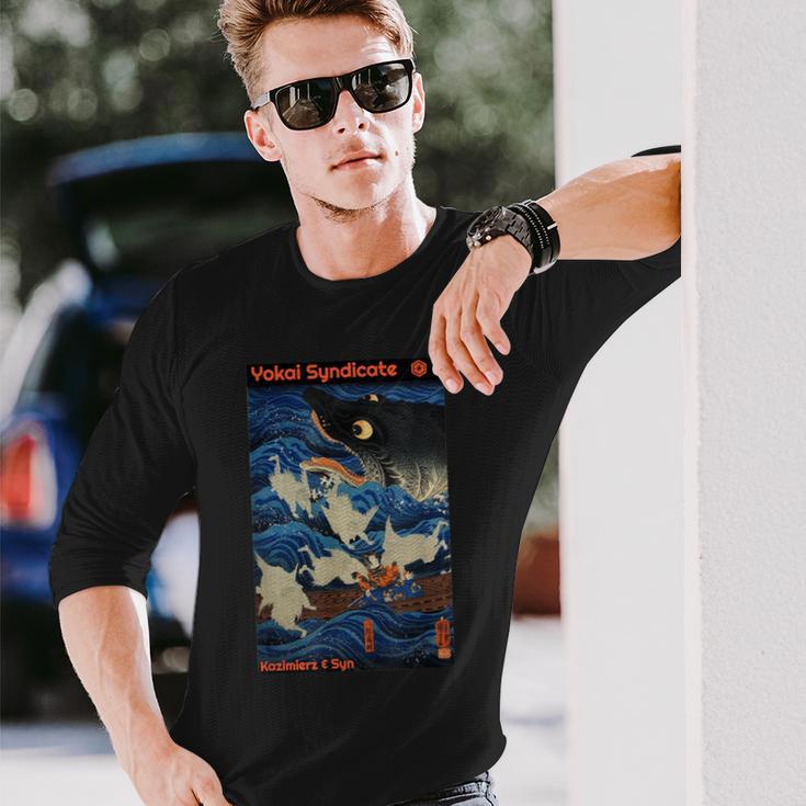 妖怪シンジケート 浮世絵 日本の木版天狗スピリット 長袖Tシャツ 彼への贈り物