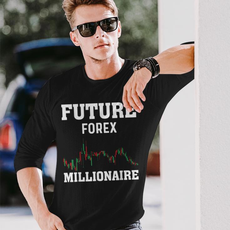 将来のfx億万長者トレーダー 長袖Tシャツ 彼への贈り物