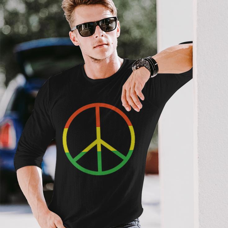 平和のシンボル サイン ジャマイカ レゲエ ラスタ国旗 カラー シンプル 長袖Tシャツ 彼への贈り物