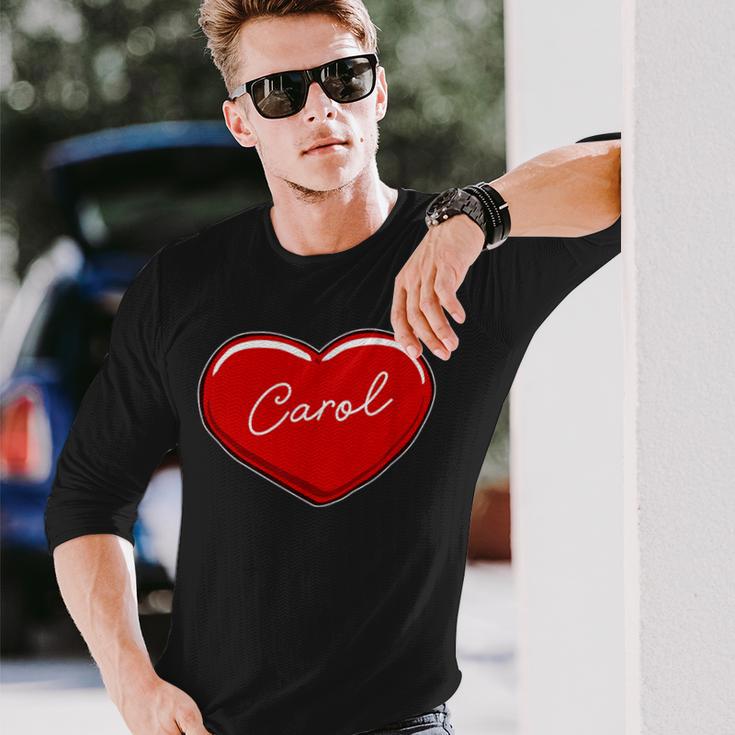 手描きのハートキャロル ファーストネーム ハート I Love Carol 長袖Tシャツ 彼への贈り物