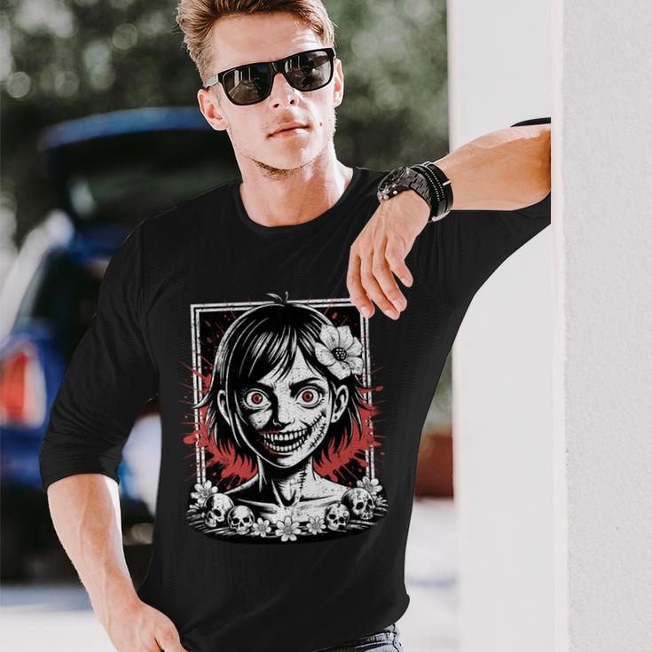 日本のゴス 不気味なエモ Y2k 日本ホラー アニメ 漫画 長袖tシャツ 長袖Tシャツ 彼への贈り物