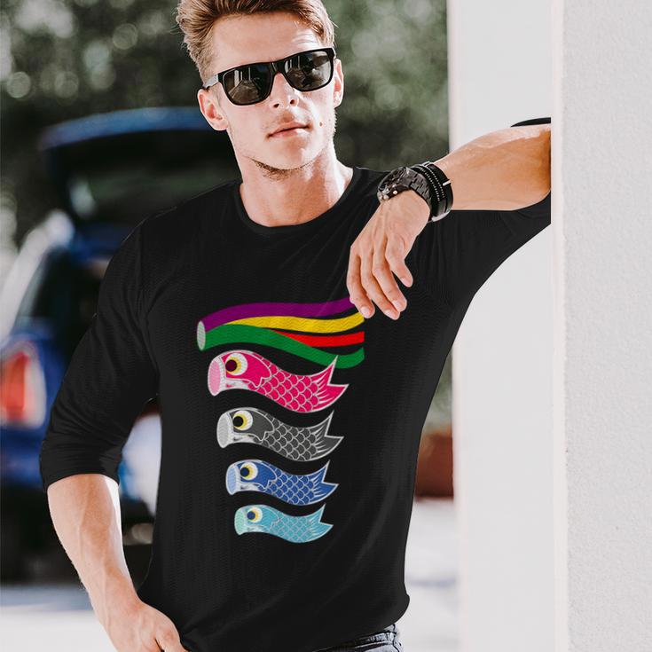 日本の伝統的な鯉鯉鯉のぼり旗 こどもの日 長袖Tシャツ 彼への贈り物