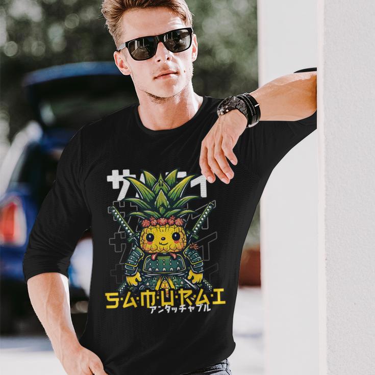 日本の侍 パイナップル戦士 浮世先生サムライ 長袖Tシャツ 彼への贈り物
