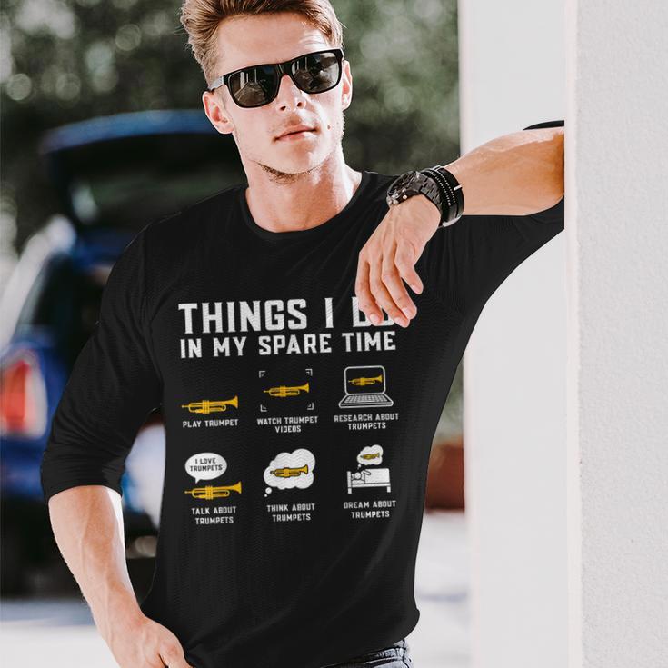 暇な時間にやること トランペットトランペット 長袖Tシャツ 彼への贈り物