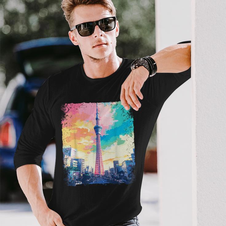東京スカイツリージャパンaporwave エステ 日本観光 長袖Tシャツ 彼への贈り物